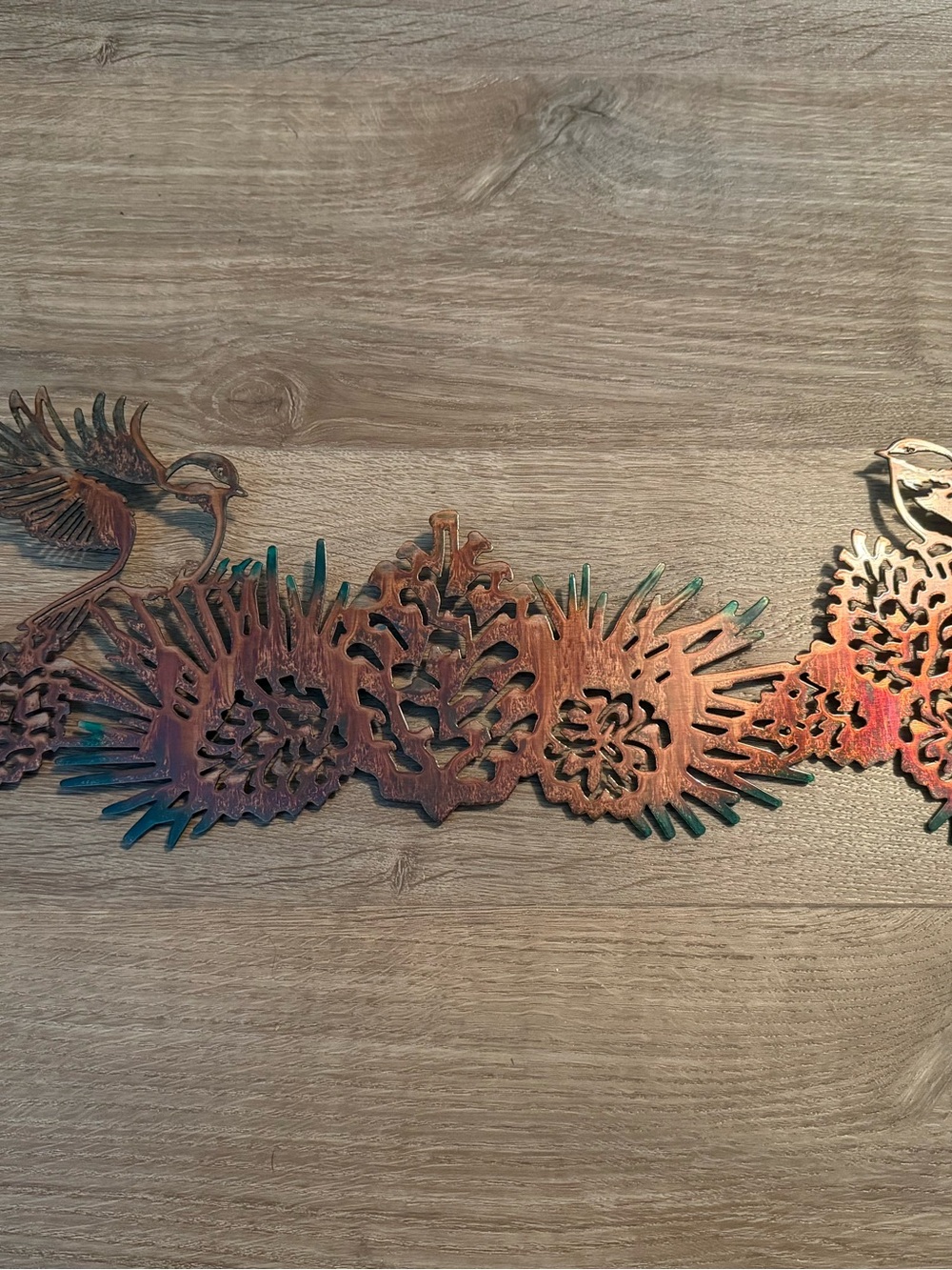 Copper-Tone Floral and Bird Garland Wall Accent - Home Holiday